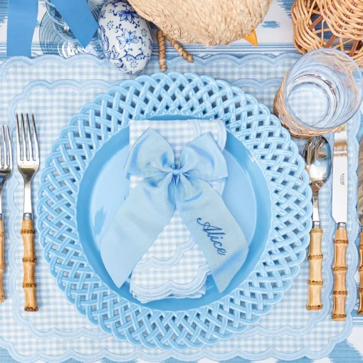 Mrs. Alice Personalisable Blue Grosgrain Bow< Napkin Rings & Bows | Mrs. Alice Monogram