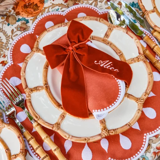 Mrs. Alice Personalisable Burnt Orange Bow< Napkin Rings & Bows | Mrs. Alice Monogram