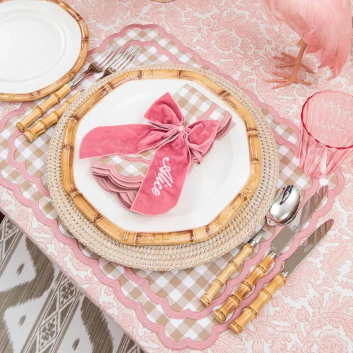 Mrs. Alice Personalisable Dusty Pink Bow< Napkin Rings & Bows | Mrs. Alice Monogram