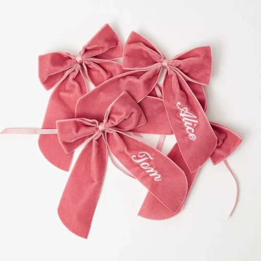 Mrs. Alice Personalisable Dusty Pink Bow< Napkin Rings & Bows | Mrs. Alice Monogram