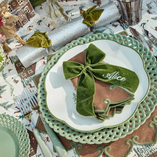 Mrs. Alice Personalisable Forest Green Bow< Napkin Rings & Bows | Mrs. Alice Monogram