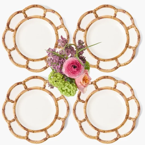 Mrs. Alice Petal Bamboo Ceramic Dinner Plates (Set of 4)< Summer Crockery | Dinner Plates