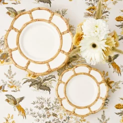 Mrs. Alice Petal Bamboo Ceramic Dinner & Starter Plates (Set of 8)< Summer Crockery | Crockery Sets