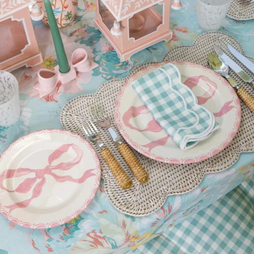 Mrs. Alice Petal Pink Ceramic Bow Candle Holder (Pair)< Summer Candleware | Candle Holders