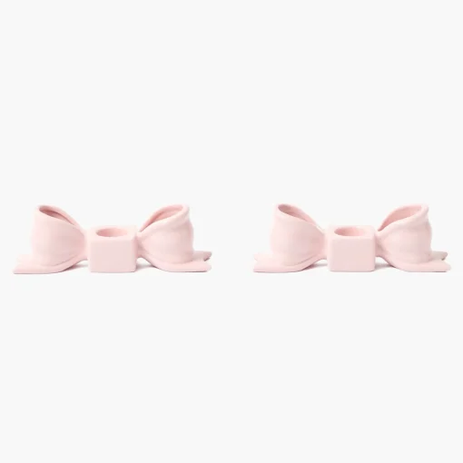 Mrs. Alice Petal Pink Ceramic Bow Candle Holder (Pair)< Summer Candleware | Candle Holders
