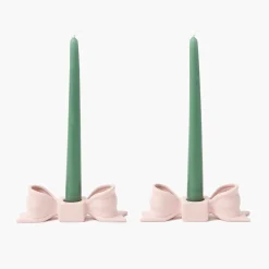 Mrs. Alice Petal Pink Ceramic Bow Candle Holder (Pair)< Summer Candleware | Candle Holders