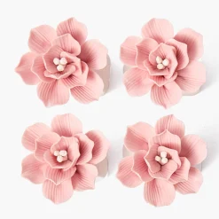 Mrs. Alice Petal Pink Fiore Napkin Rings (Set of 4)< Napkin Rings & Bows | For Her