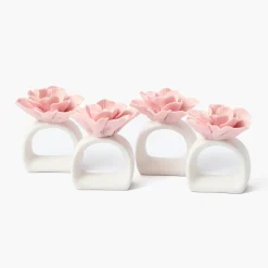 Mrs. Alice Petal Pink Fiore Napkin Rings (Set of 4)< Napkin Rings & Bows | For Her