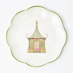 Mrs. Alice Pink & Green Pagoda Dinner Plate< Dinner Plates