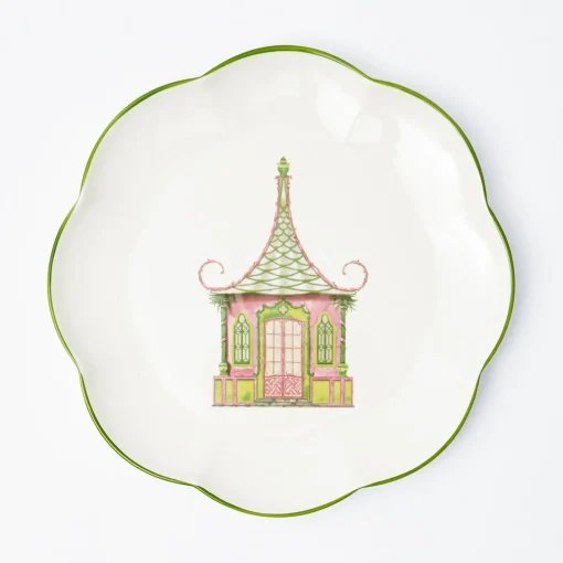 Mrs. Alice Pink & Green Pagoda Dinner Plate< Dinner Plates