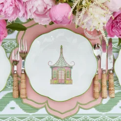 Mrs. Alice Pink & Green Pagoda Dinner Plate< Dinner Plates