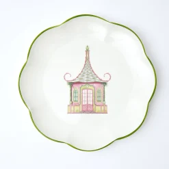 Mrs. Alice Pink & Green Pagoda Dinner Plate< Dinner Plates