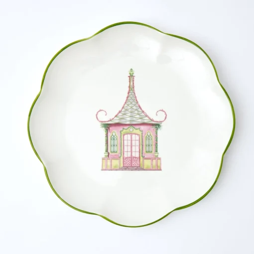 Mrs. Alice Pink & Green Pagoda Dinner Plate< Dinner Plates