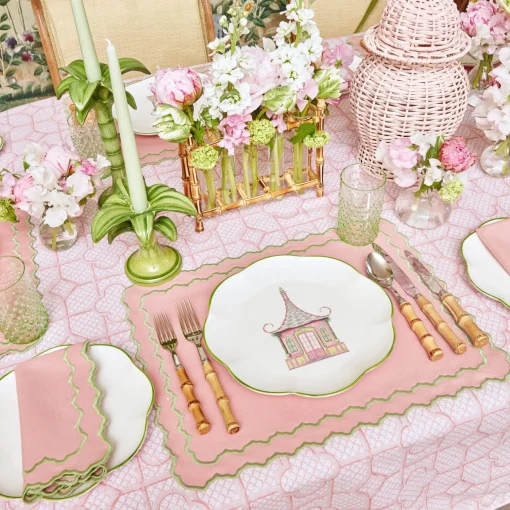 Mrs. Alice Pink & Green Pagoda Dinner Plate< Dinner Plates