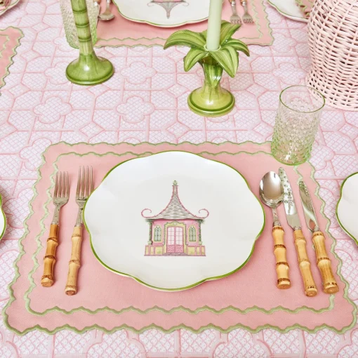 Mrs. Alice Pink & Green Pagoda Dinner Plate< Dinner Plates
