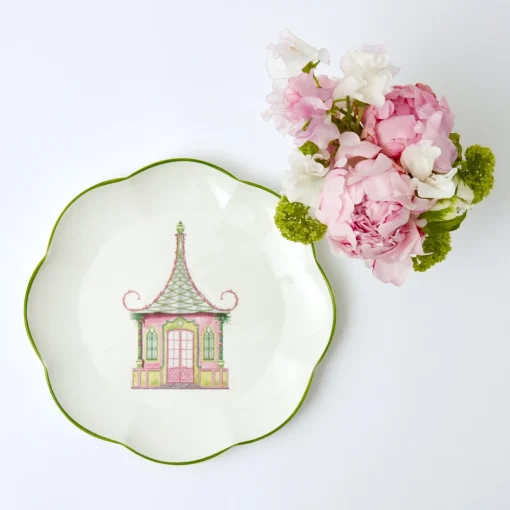 Mrs. Alice Pink & Green Pagoda Dinner Plate< Dinner Plates