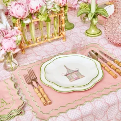 Mrs. Alice Pink & Green Pagoda Dinner Plate< Dinner Plates