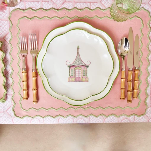 Mrs. Alice Pink & Green Pagoda Dinner Plate< Dinner Plates