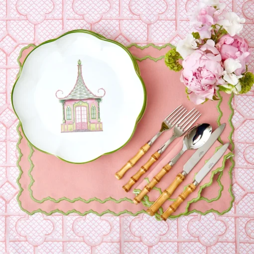Mrs. Alice Pink & Green Pagoda Dinner Plate< Dinner Plates