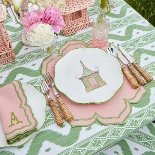 Mrs. Alice Pink & Green Pagoda Dinner Plate< Dinner Plates