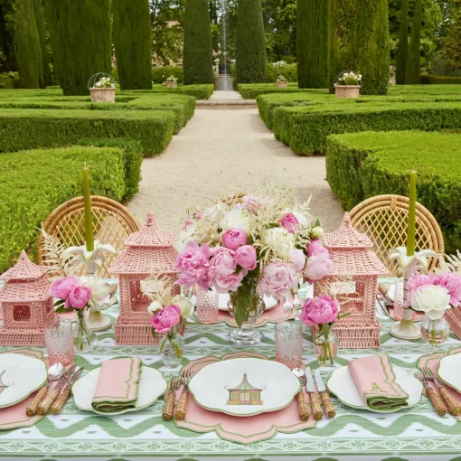 Mrs. Alice Pink & Green Pagoda Dinner Plate< Dinner Plates