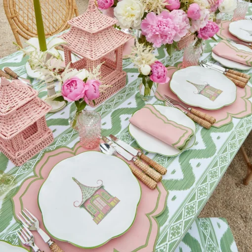 Mrs. Alice Pink & Green Pagoda Dinner Plate< Dinner Plates