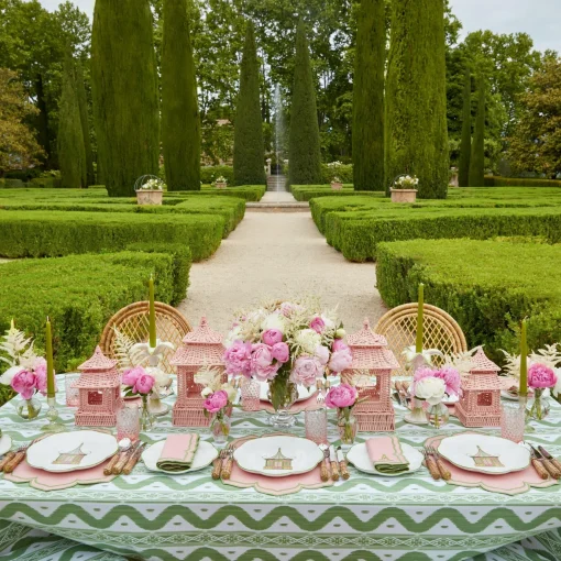 Mrs. Alice Pink & Green Pagoda Dinner Plate< Dinner Plates