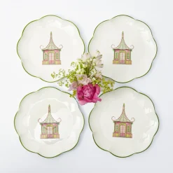 Mrs. Alice Pink & Green Pagoda Starter Plate (Set of 4)< Starter Plates | Crockery Sets