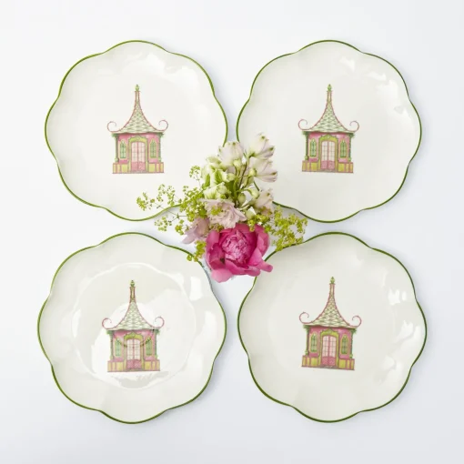 Mrs. Alice Pink & Green Pagoda Starter Plate (Set of 4)< Starter Plates | Crockery Sets