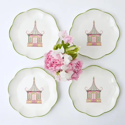Mrs. Alice Pink & Green Pagoda Starter Plate (Set of 4)< Starter Plates | Crockery Sets
