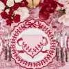 Mrs. Alice Pink & Red Bow Laurel Placemats & Napkins (Set of 4)< Table Linen Sets