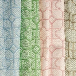 Mrs. Alice Pink Bamboo Trellis Fabric< Serena Fresson Fabrics