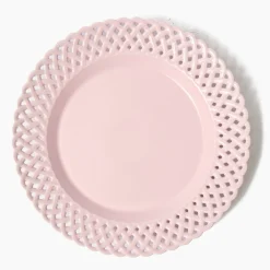 Mrs. Alice Pink Basketweave Dinner Plate< Summer Crockery | Dinner Plates