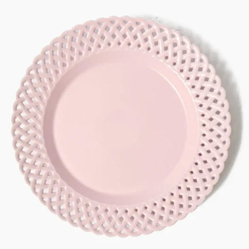 Mrs. Alice Pink Basketweave Dinner Plate< Summer Crockery | Dinner Plates