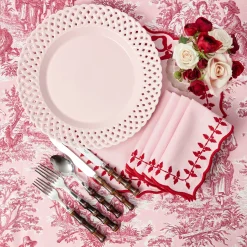 Mrs. Alice Pink Basketweave Dinner Plate (Set of 4)< Summer Crockery | Dinner Plates