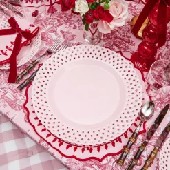 Mrs. Alice Pink Basketweave Dinner Plate (Set of 4)< Summer Crockery | Dinner Plates