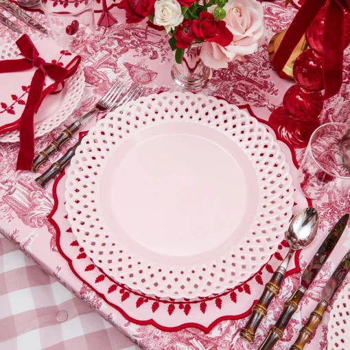 Mrs. Alice Pink Basketweave Dinner Plate< Summer Crockery | Dinner Plates
