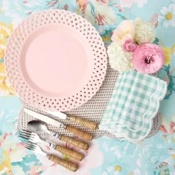 Mrs. Alice Pink Basketweave Dinner Plate (Set of 4)< Summer Crockery | Dinner Plates