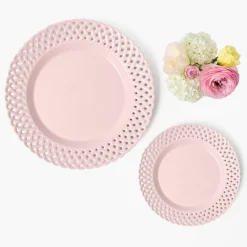 Mrs. Alice Pink Basketweave Starter Plate< Summer Crockery | Starter Plates