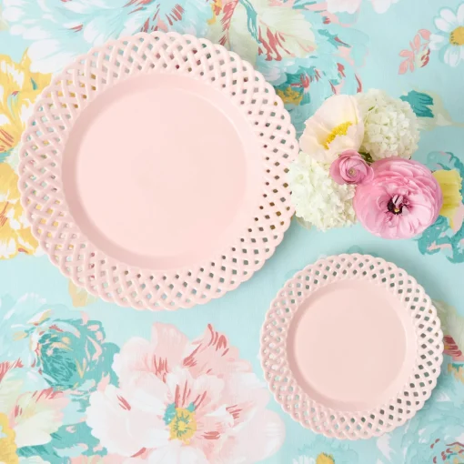 Mrs. Alice Pink Basketweave Starter Plate (Set of 4)< Summer Crockery | Starter Plates