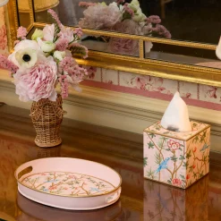 Mrs. Alice Pink Chinoiserie Tole Tissue Box< For Her | For The Homemaker