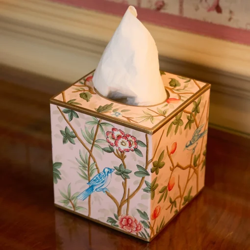 Mrs. Alice Pink Chinoiserie Tole Tissue Box< For Her | For The Homemaker