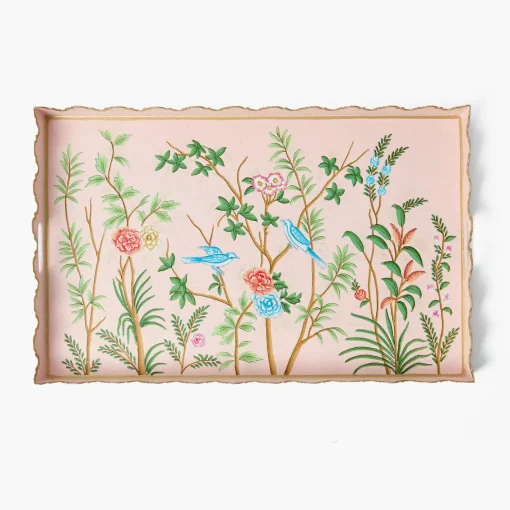 Mrs. Alice Pink Chinoiserie Tole Tray< Trays | For Her