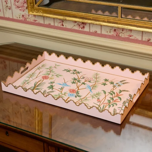 Mrs. Alice Pink Chinoiserie Tole Tray< Trays | For Her