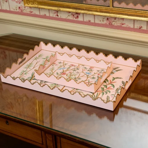 Mrs. Alice Pink Chinoiserie Tole Tray< Trays | For Her