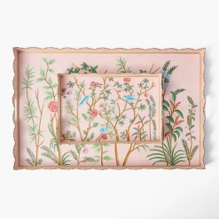 Mrs. Alice Pink Chinoiserie Tole Tray< Trays | For Her