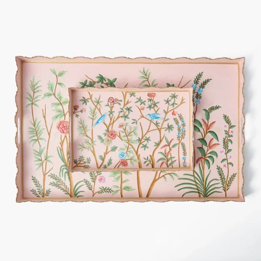 Mrs. Alice Pink Chinoiserie Tole Tray< Trays | For Her