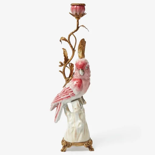 Mrs. Alice Pink Cockatiel Candle Holder< Summer Candleware | Candle Holders