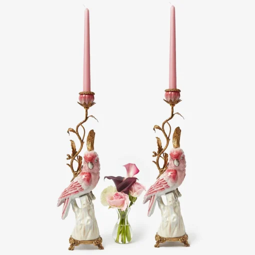 Mrs. Alice Pink Cockatiel Candle Holder< Summer Candleware | Candle Holders