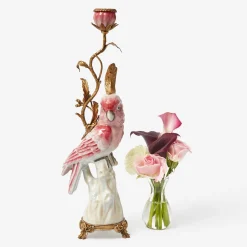 Mrs. Alice Pink Cockatiel Candle Holder< Summer Candleware | Candle Holders